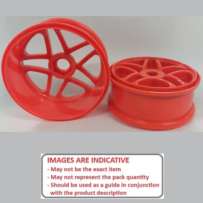 1232430 | RM-8O-080-R-5T (Per Card) --- RC Car Rims Hobby - Rim Colour Red 5 Split Spoke Eighth Scale - Plastic Rim