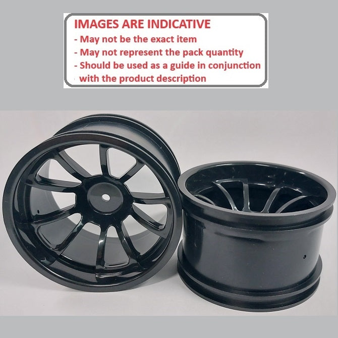 1232733 | RM-XM-078-BK-10 (Per Card) --- RC Car Rims Hobby - Rim Colour Black 10 Spoke Monster Truck Tenth Scale - Aluminium Rim