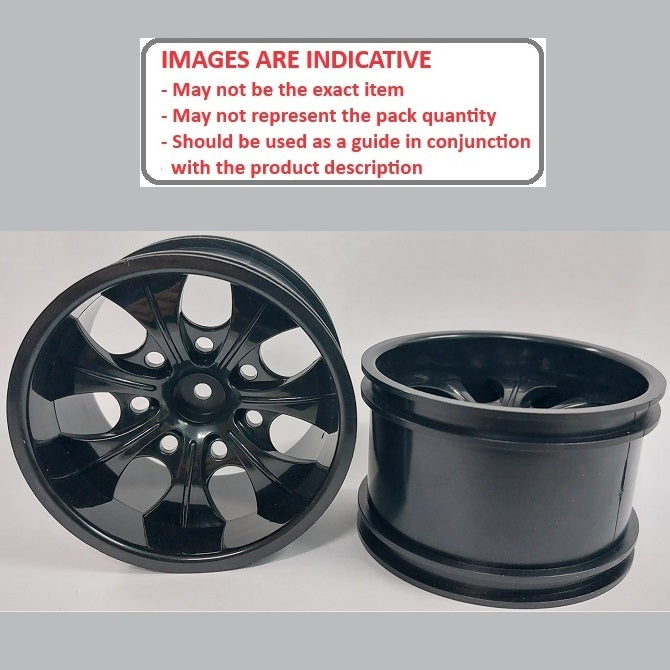 1232611 | RM-XM-078-BK-7 (Per Card) --- RC Car Rims Hobby - Rim Colour Black 7 Spoke Monster Truck Tenth Scale - Aluminium Rim