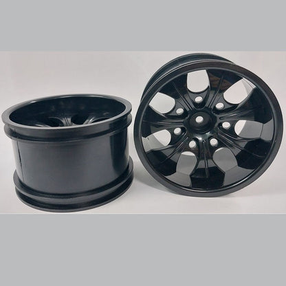 1232611 | RM-XM-078-BK-7 (Per Card) --- RC Car Rims Hobby - Rim Colour Black 7 Spoke Monster Truck Tenth Scale - Aluminium Rim