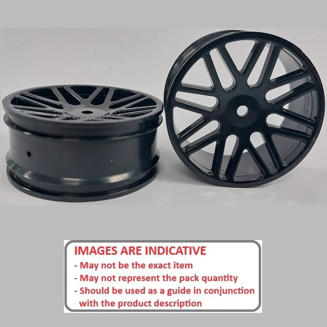1232998 | RM-XO-060N-BK-16 (Per Card) --- RC Car Rims Hobby - Rim Colour Black 16 Spoke Tenth Scale - Aluminium Rim