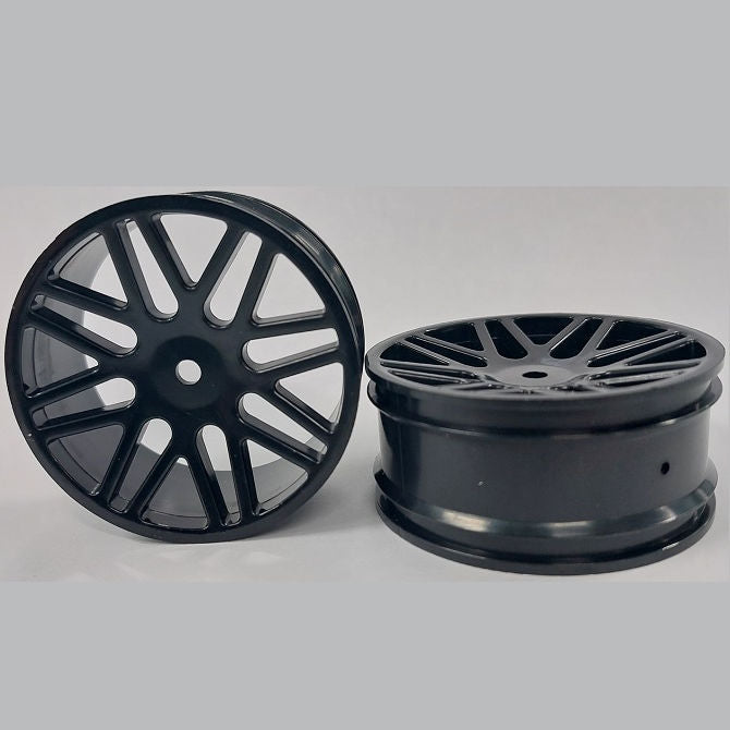 1232998 | RM-XO-060N-BK-16 (Per Card) --- RC Car Rims Hobby - Rim Colour Black 16 Spoke Tenth Scale - Aluminium Rim