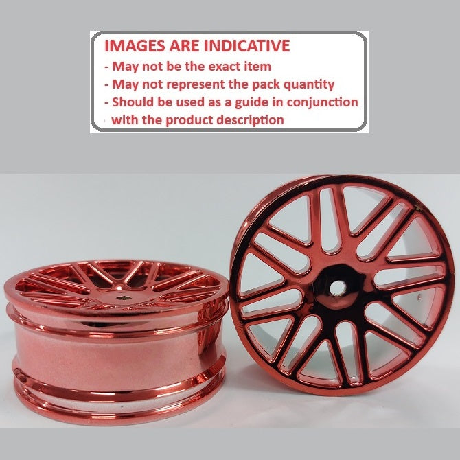 1233000 | RM-XO-060N-MR-16 (Per Card) --- RC Car Rims Hobby - Rim Colour Metallic Red 16 Spoke Tenth Scale - Aluminium Rim