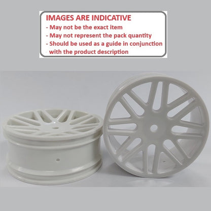1233001 | RM-XO-060N-W-16 (Per Card) --- RC Car Rims Hobby - Rim Colour White 16 Spoke Tenth Scale - Aluminium Rim