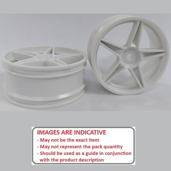 1232436 | RM-XO-060N-W-5 (Per Card) --- RC Car Rims Hobby - Rim Colour White 5 Spoke Tenth Scale - Aluminium Rim