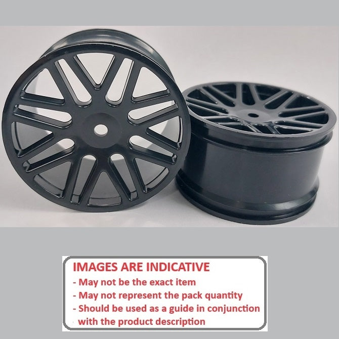 1232999 | RM-XO-060W-BK-16 (Per Card) --- RC Car Rims Hobby - Rim Colour Black 16 Spoke Tenth Scale - Aluminium Rim