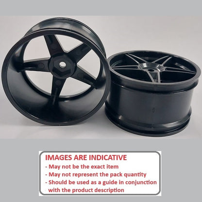 1232424 | RM-XO-060W-BK-5 (Per Card) --- RC Car Rims Hobby - Rim Colour Black 5 Spoke Tenth Scale - Plastic Rim