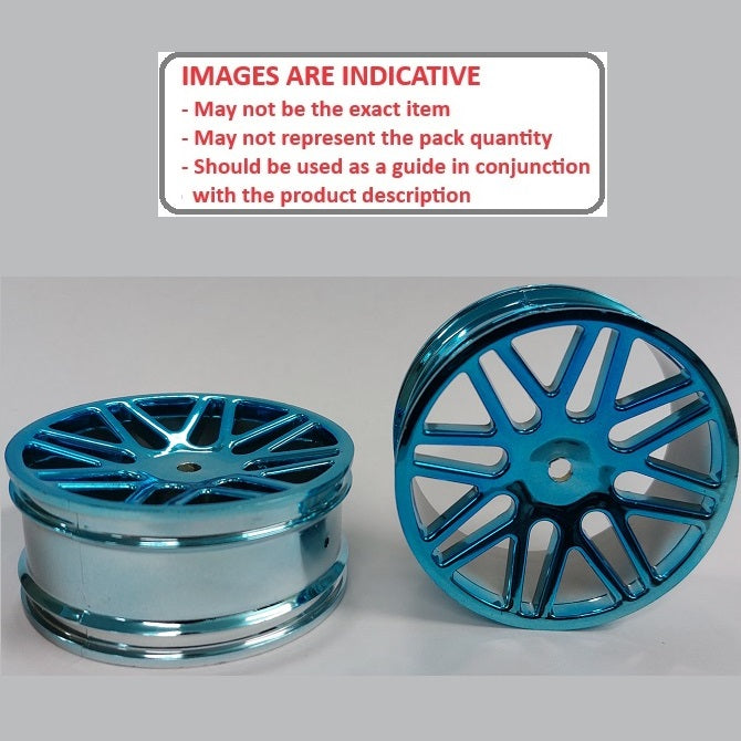 1233032 | RM-XO-060W-BU-16 (Per Card) --- RC Car Rims Hobby - Rim Colour Metallic Blue 16 Spoke Tenth Scale - Aluminium Rim
