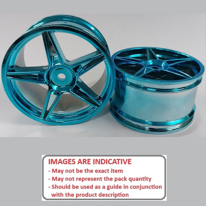 1232503 | RM-XO-060W-BU-5 (Per Card) --- RC Car Rims Hobby - Rim Colour Metallic Blue 5 Spoke Tenth Scale - Aluminium Rim