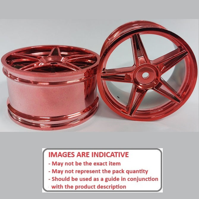 1232504 | RM-XO-060W-MR-5 (Per Card) --- RC Car Rims Hobby - Rim Colour Metallic Red 5 Spoke Tenth Scale - Aluminium Rim