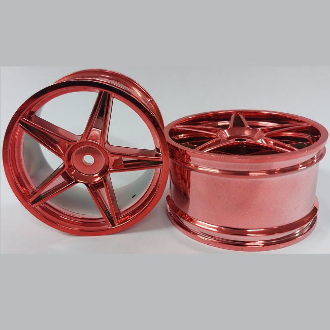 1232504 | RM-XO-060W-MR-5 (Per Card) --- RC Car Rims Hobby - Rim Colour Metallic Red 5 Spoke Tenth Scale - Aluminium Rim