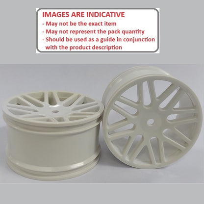 1233002 | RM-XO-060W-W-16 (Per Card) --- RC Car Rims Hobby - Rim Colour White 16 Spoke Tenth Scale - Plastic Rim