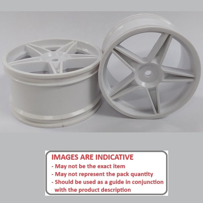 1232437 | RM-XO-060W-W-5 (Per Card) --- RC Car Rims Hobby - Rim Colour White 5 Spoke Tenth Scale - Aluminium Rim