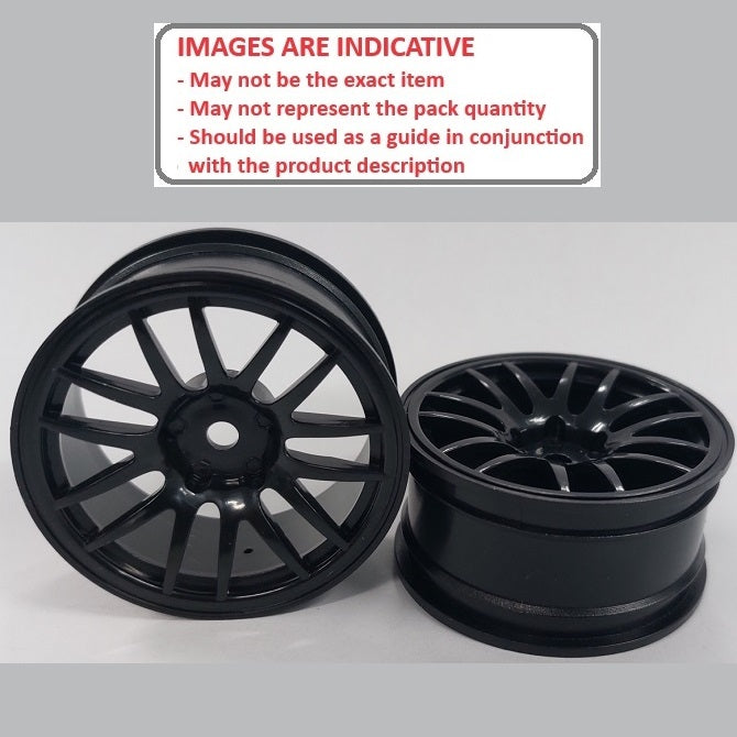 1232937 | RM-XR-052-BK-14 (Per Card) --- RC Car Rims Hobby - Rim Colour Black 14 Spoke Tenth Scale - Plastic Rim