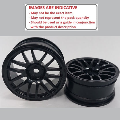 1232937 | RM-XR-052-BK-14 (Per Card) --- RC Car Rims Hobby - Rim Colour Black 14 Spoke Tenth Scale - Plastic Rim