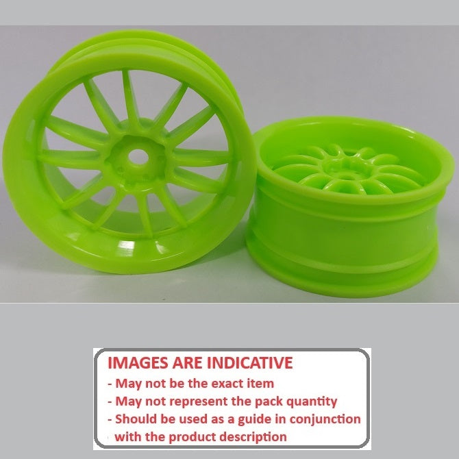 1232831 | RM-XR-052-LG12 (Per Card) --- RC Car Rims Hobby - Rim Colour Lime Green 12 Spoke Tenth Scale - Aluminium Rim
