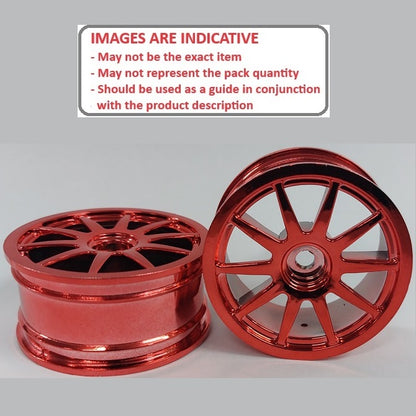 1232742 | RM-XR-052-R-10 (Per Card) --- RC Car Rims Hobby - Rim Colour Red 10 Spoke Tenth Scale - Aluminium Rim