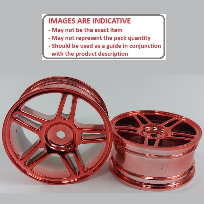 1232429 | RM-XR-052-R-5T (Per Card) --- RC Car Rims Hobby - Rim Colour Red 5 Split Spoke Tenth Scale - Plastic Rim