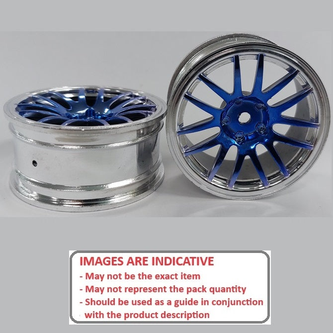 1232833 | RM-XR-052-SBU-12 (Per Card) --- RC Car Rims Hobby - Rim Colour Silver with Blue 12 Spoke Tenth Scale - Aluminium Rim