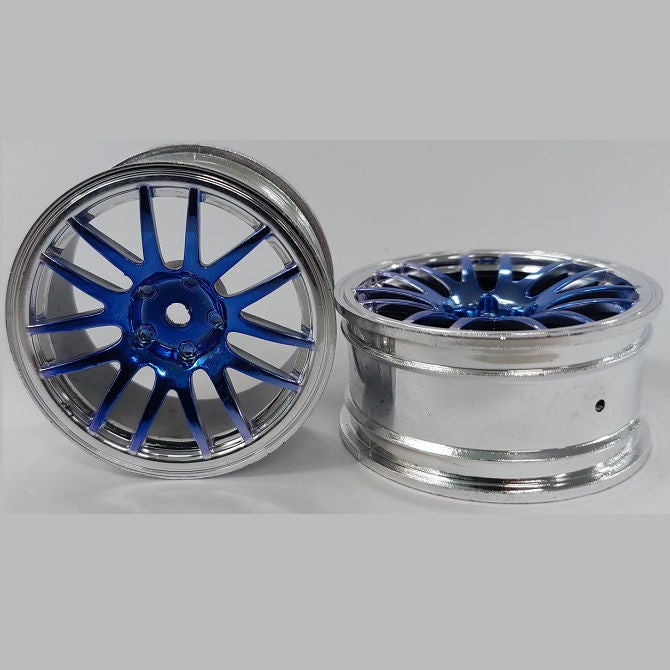 1232833 | RM-XR-052-SBU-12 (Per Card) --- RC Car Rims Hobby - Rim Colour Silver with Blue 12 Spoke Tenth Scale - Aluminium Rim