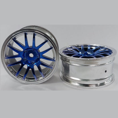 1232833 | RM-XR-052-SBU-12 (Per Card) --- RC Car Rims Hobby - Rim Colour Silver with Blue 12 Spoke Tenth Scale - Aluminium Rim