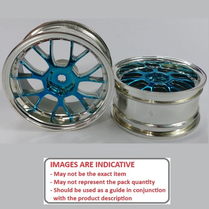 1232615 | RM-XR-052-SBU-7K (Per Card) --- RC Car Rims Hobby - Rim Colour Silver with Blue 7 Fork Spoke Tenth Scale - Aluminium Rim