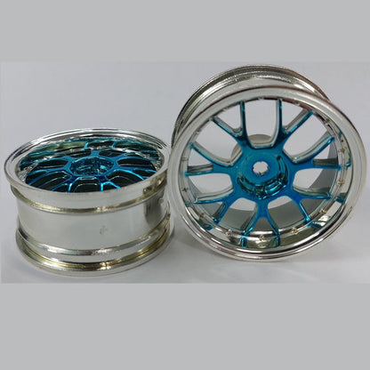 1232615 | RM-XR-052-SBU-7K (Per Card) --- RC Car Rims Hobby - Rim Colour Silver with Blue 7 Fork Spoke Tenth Scale - Aluminium Rim