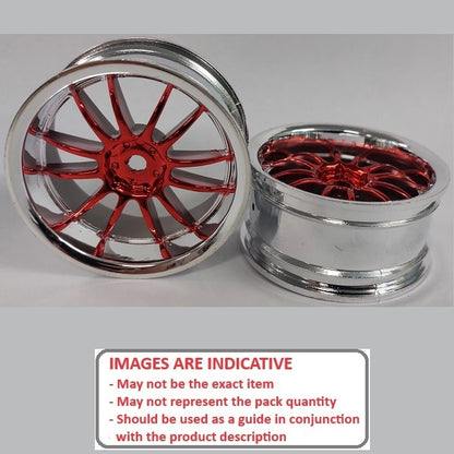 1232835 | RM-XR-052-SR-12 (Per Card) --- RC Car Rims Hobby - Rim Colour Silver/Red 12 Spoke Tenth Scale - Aluminium Rim