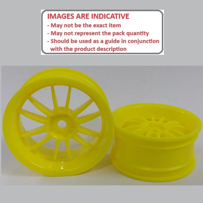 1232837 | RM-XR-052-Y-12 (Per Card) --- RC Car Rims Hobby - Rim Colour Yellow 12 Spoke Tenth Scale - Aluminium Rim