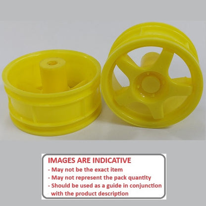 1232439 | RM-XR-052-Y-5 (Per Card) --- RC Car Rims Hobby - Rim Colour Yellow 5 Solid Spoke Tenth Scale - Plastic Rim