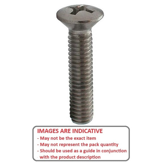 1067514 | SK060M-020-O-PH-S4 (PK-10) --- Countersunk Screws - M6 - 6x1mm - 20 mm - 304 Stainless Oval Top Screw