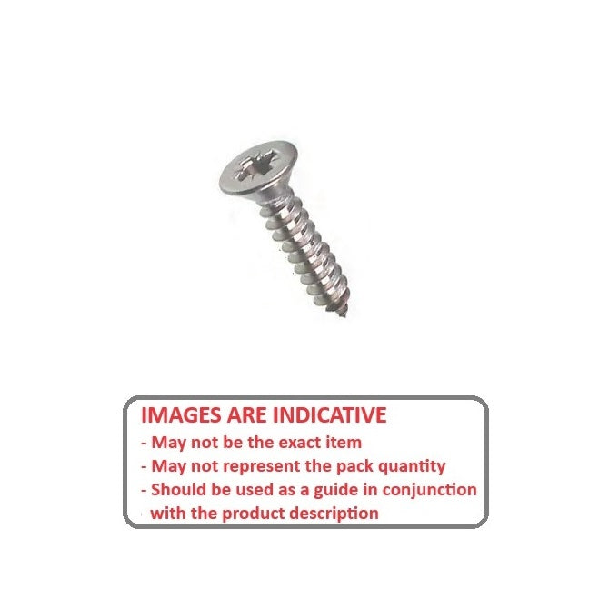 1043617 | SKT0285-019-PH-S6 (PK-10) --- Self Tapping Screws - 2.85x19.1 mm - 4 Countersunk - Stainless Steel 316 Similar to A4, 18-10 Screw