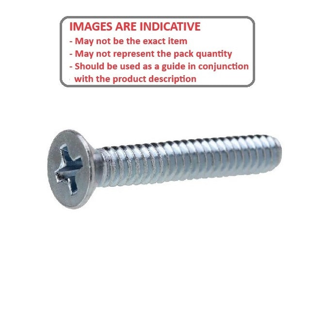 1050289 | SK035C-013-PH-CZ (PK-10) --- Countersunk Screws - 6-32 UNC - 3.5mm - 12.7 mm - Zinc Plated Steel Phillips Screw