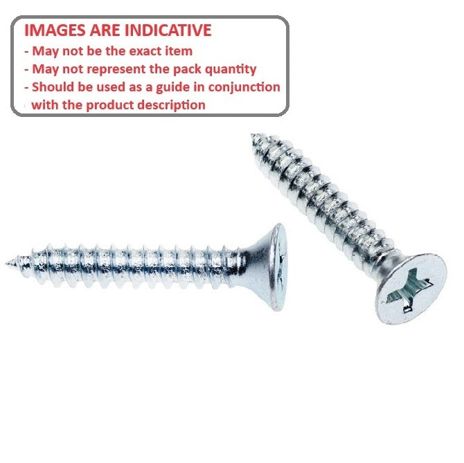 1043624 | SKT0285-025-PH-CZ (PK-100) --- Self Tapping Screws - 2.85x25.4 mm - 4 Countersunk - Zinc Plated Steel Screw