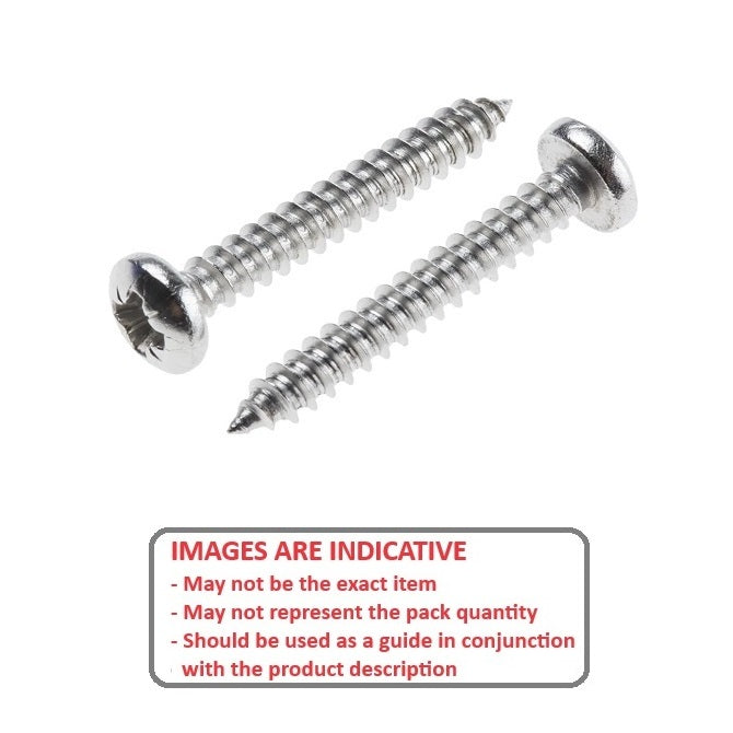 1049826 | SCT0350-038-P-PH-S6 (PK-10) --- Self Tapping Screws - 3.5x38.1 mm - 6 Pan Head - Stainless Steel 316 Similar to A4, 18-10 Screw
