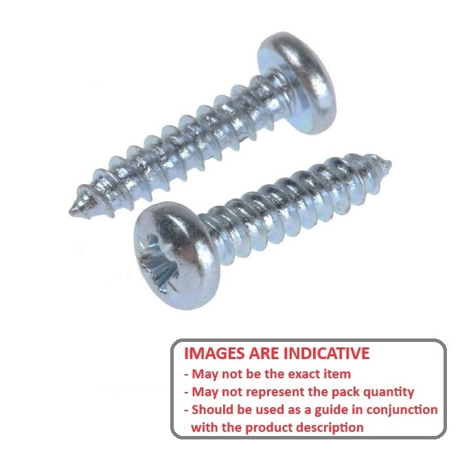 1055768 | SCT0476-025-P-PH-CZ (PK-100) --- Self Tapping Screws - 4.76x25.4 mm - 10 or 3/16 Pan Head - Zinc Plated Steel Screw