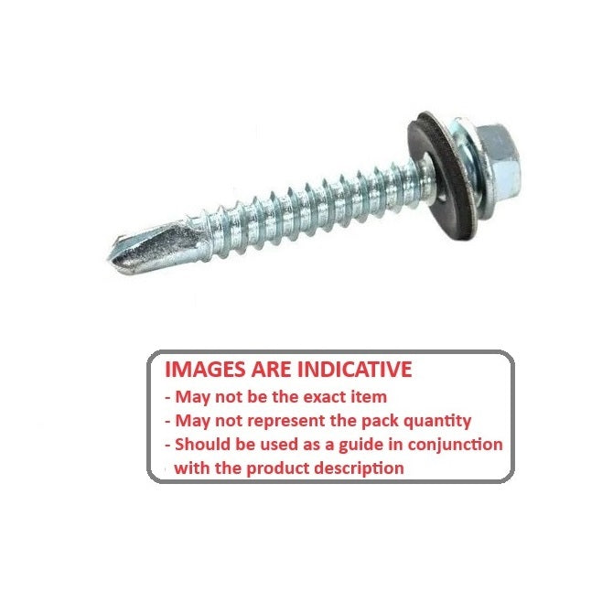 1068971 | SD064-038-HW-CZ (PK-100) --- Self Drilling Screws - 1/4-14 - 6.35mm - 38.1 mm - 100 Hex Washer Head - Steel Zinc Plated Screw