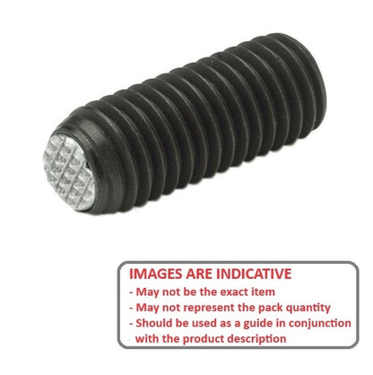 1089910 | SS100M-0114-CS-DKT (Each) --- Diamond Knurled Tip Socket Set Screws - M10 - 10x1.5mm - 11.4 mm  - Carbon Steel with Alloy Steel SUJ2 HRC 55 -60 tip Screw