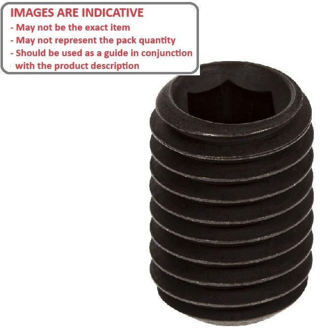 1052948 | SS040M-0250-AS-FT (PK-100) --- Flat Tip DIN913 Socket Set Screws - M4 - 4x0.7mm - 25 mm Alloy Steel - Carbon Steel - Hardened Screw