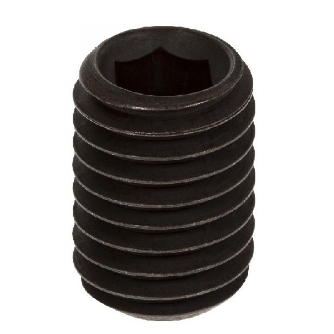 Flat Tip DIN913 Socket Set Screws - M12 - 12x1.75mm - 16 mm - Standard Cup Point Alloy Steel - Carbon Steel - Hardened