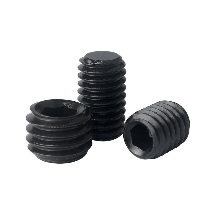1052620 | SS040M-0160-AS-FT (PK-5) --- Flat Tip DIN913 Socket Set Screws - M4 - 4x0.7mm - 16 mm - Standard Cup Point Alloy Steel - Carbon Steel - Hardened Screw