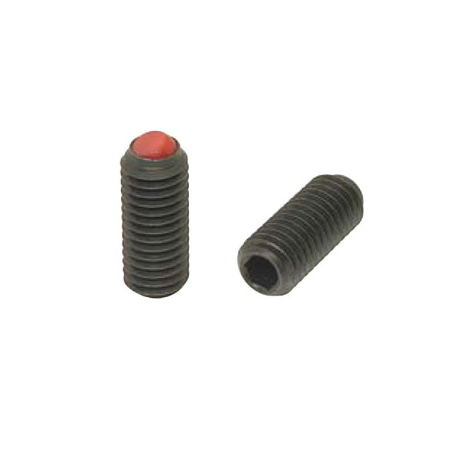 Flat Tip Aligning Socket Set Screws - M6 - 6x1mm - 19.9 mm - Aligning Flat Tip  - Carbon Steel with Polyacetal tip