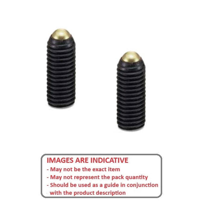 1066569 | SS060M-0208-CS-BR-RB (Each) --- Rolling Ball Tip Socket Set Screws - M6 - 6x1mm - 19.5 mm  - Carbon Steel with Brass tip Screw