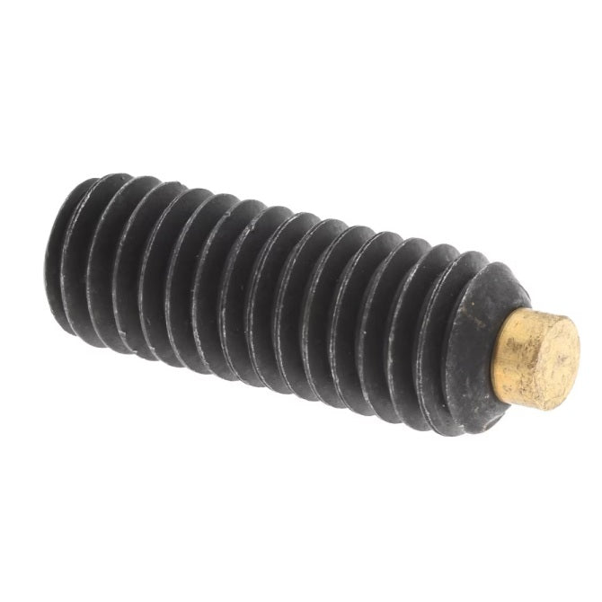 1043887 | SS030M-0080-AS-BT (Each) --- Brass Tipped Socket Set Screws - M3 - 3x0.5mm - 8 mm Alloy Steel - Black Oxide Steel Screw