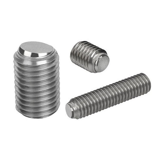 Flat Tip Aligning Socket Set Screws - M10 - 10x1.5mm - 24.4 mm - Aligning Flat Tip  - 304 Stainless Steel with 440C Stainless HRC 50-55 tip