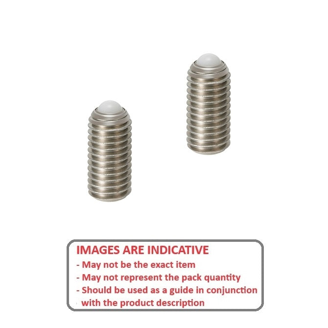 1066182 | SS060M-0168-S4-PO-RB (Each) --- Rolling Ball Tip Socket Set Screws - M6 - 6x1mm - 15.9 mm  - 304 Stainless Steel with Polyacetal tip Screw