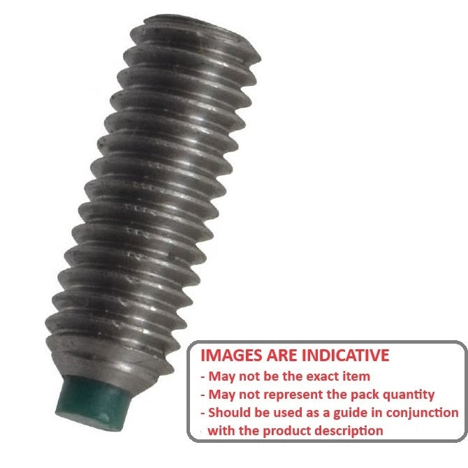 1051871 | SS040M-0100-S3-NT (PK-5) --- Nylon Tipped Socket Set Screws - M4 - 4x0.7mm - 10 mm 304 Stainless Steel - Stainless Steel 18-8 Similar to A2, 303, 304 Screw