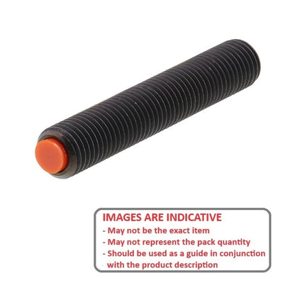 1091590 | SS100M-0250-AS-UT (Each) --- Urethane Tipped Socket Set Screws - M10 - 10x1.5mm - 25 mm Alloy Steel - Black Oxide Steel with Chrome Steel tip Screw