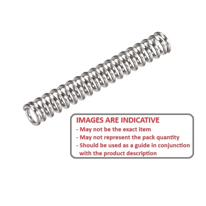 1088522 | CS-0953-2540-19-S2 (Each) --- Compression Springs - 9.53x254x1.85 mm - Stainless Steel 302/304 Similar to A2, 18-8 Spring