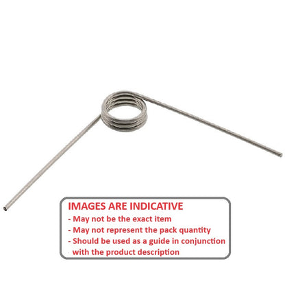 1067858 | TS-060L-600-080-135-S4 (PK-100) --- Torsion Springs - 6x60x0.8 mm Left Hand Wound - Stainless Steel 304 Similar to A2, 18-8 HRB80 Spring